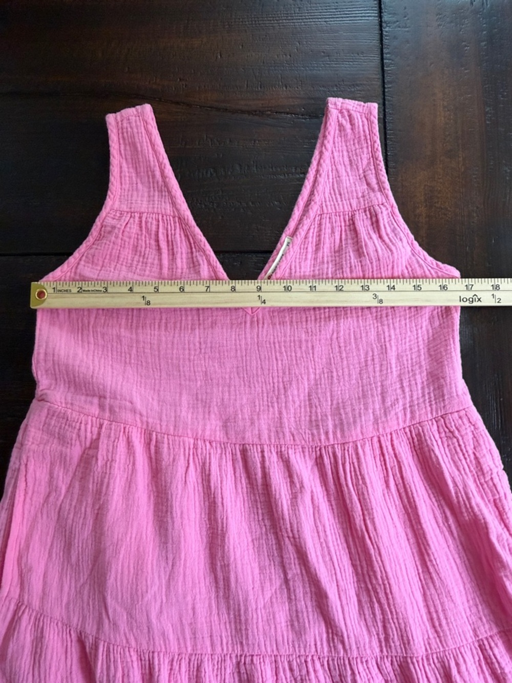 Marine Layer Coastal Grandmother Pink Orange Ombre Cotton Gauze Tiered Maxi XS - Picture 8 of 13
